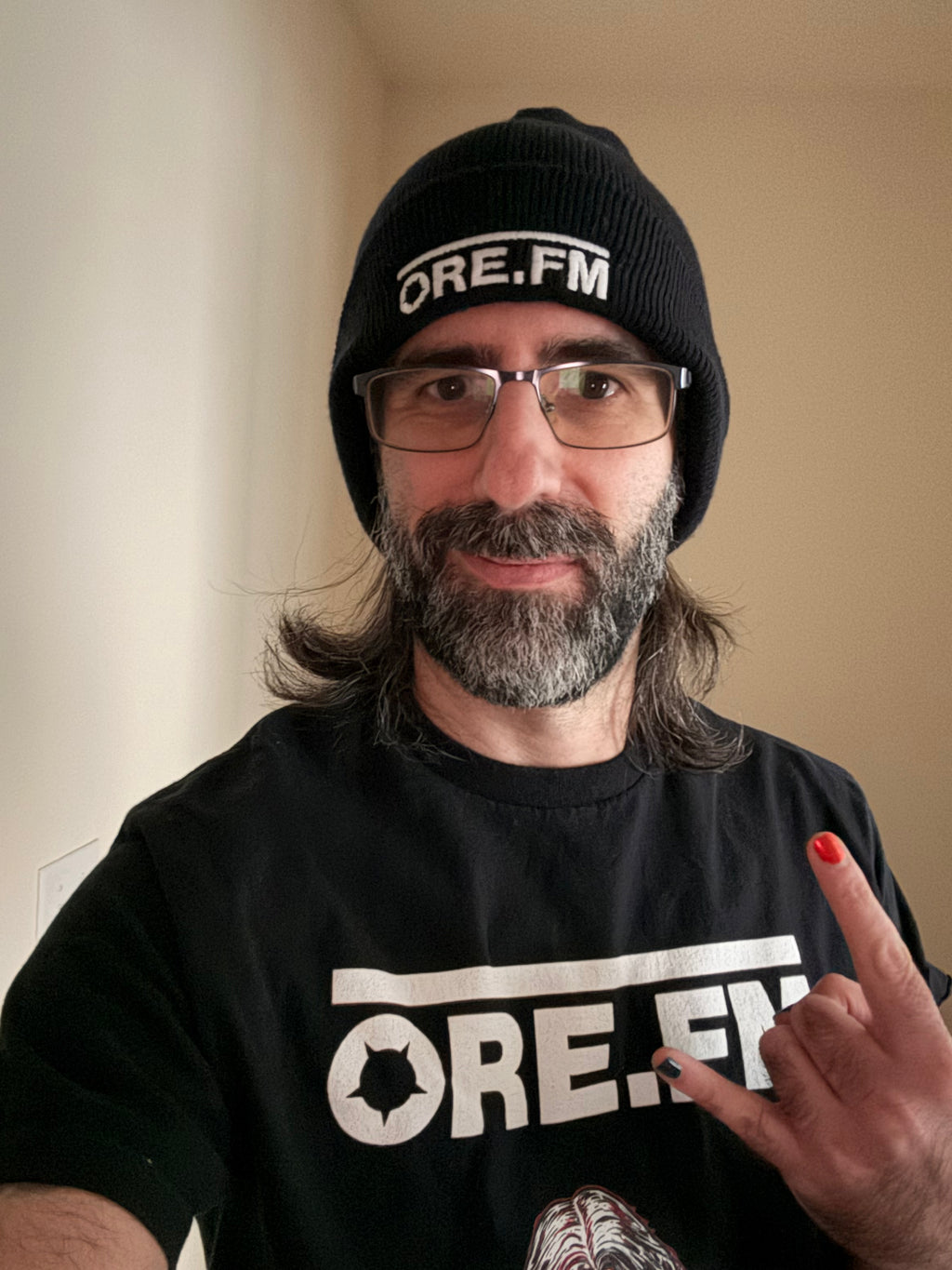 ORE.FM Full Logo Embroidered Black Beanie